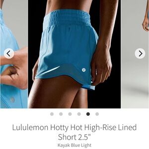 Lululemon Hotty Hot High Rise Lined Shorts 2.5” Kayak Blue Light Sz 4